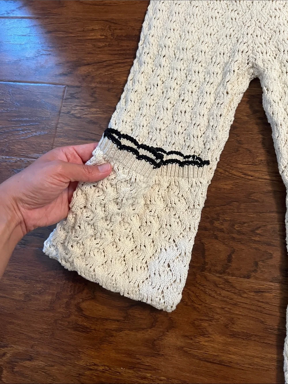 Zara Girls Cream Knit Flare Leggings